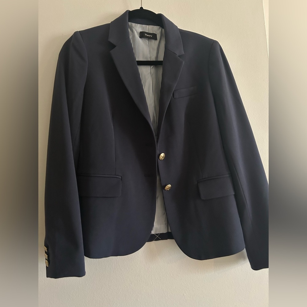 NWOT Theory Navy Blazer with Gold Buttons